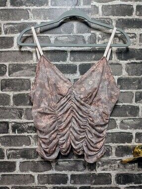 Thorn And Fable Sheer Ruched Floral Spaghetti Strap Cami